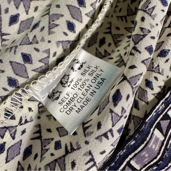 Sea New York White & Black 100% Silk Button-Up Geometric Print Tunic Size 4 - Picture 8 of 12